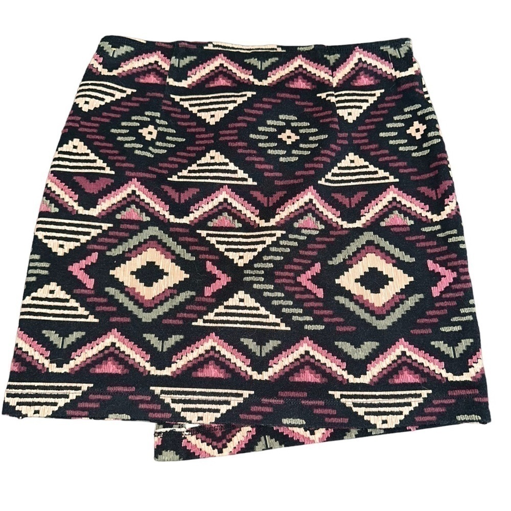 Hollister Aztec Geometric Print Black & Pink Mini Stretch Tube Skirt Size Small - Picture 2 of 6